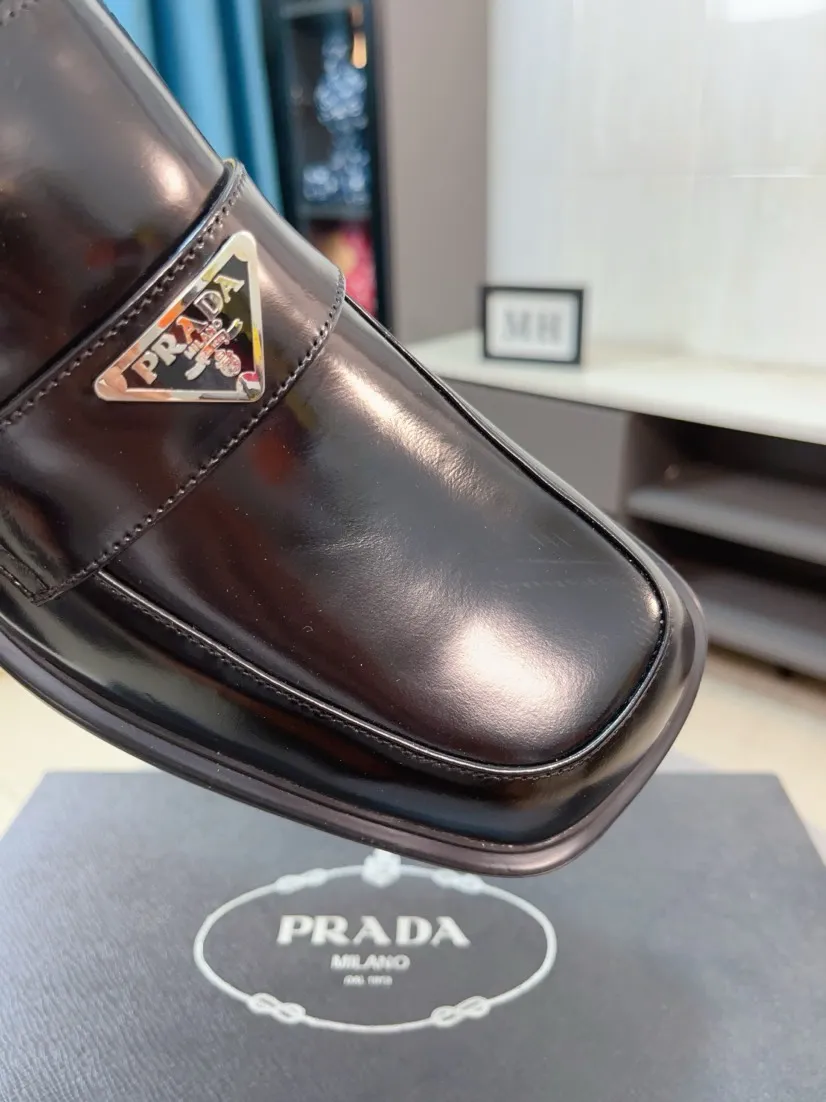 Men's shoes 💰540🌹🌹【PRADA Leather Shoes】Top purchasing agency Original imported Italian custom-made open-edge beaded cowhide leather surface, fully imported water-dyed breathable cowhide lining, original factory special molded sole super comfortable, size: 38-44